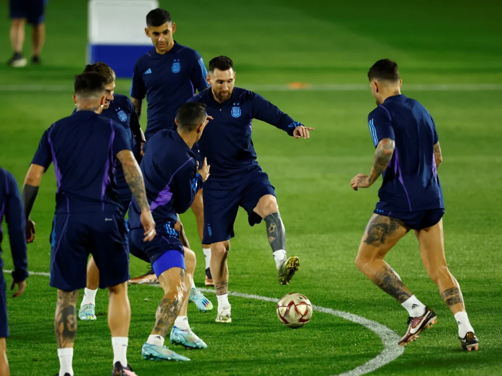 Argentina train ahead of their world cup fixture with Austria